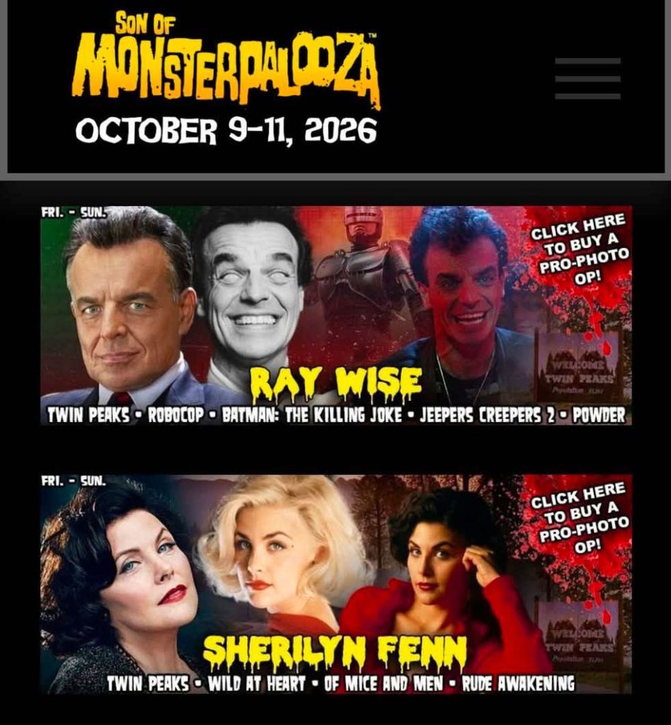 Son of MonsterPalooza ad with Twin Peaks stars