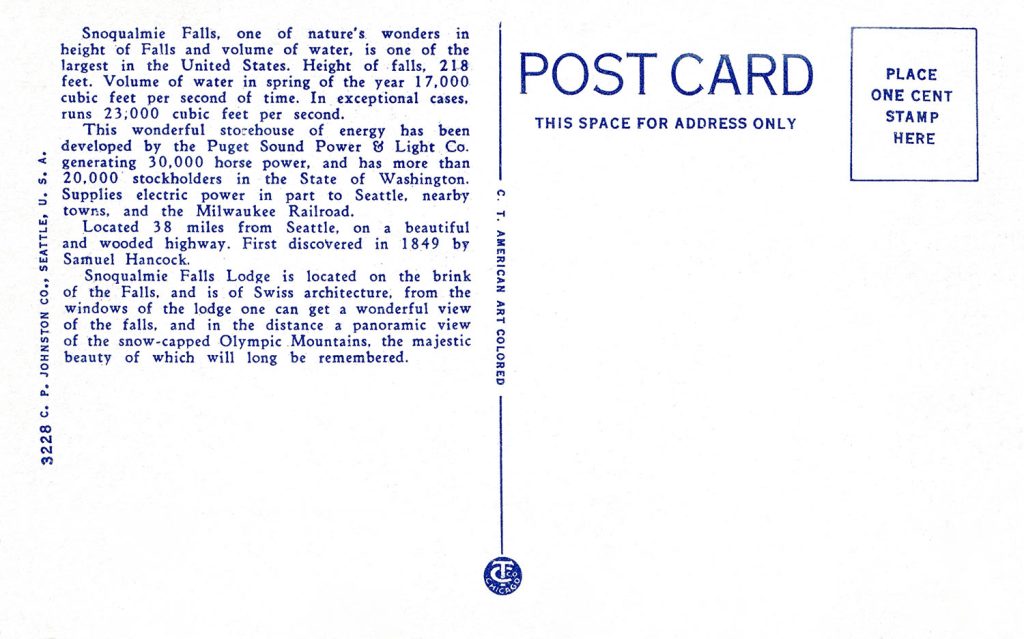 Back of postcard