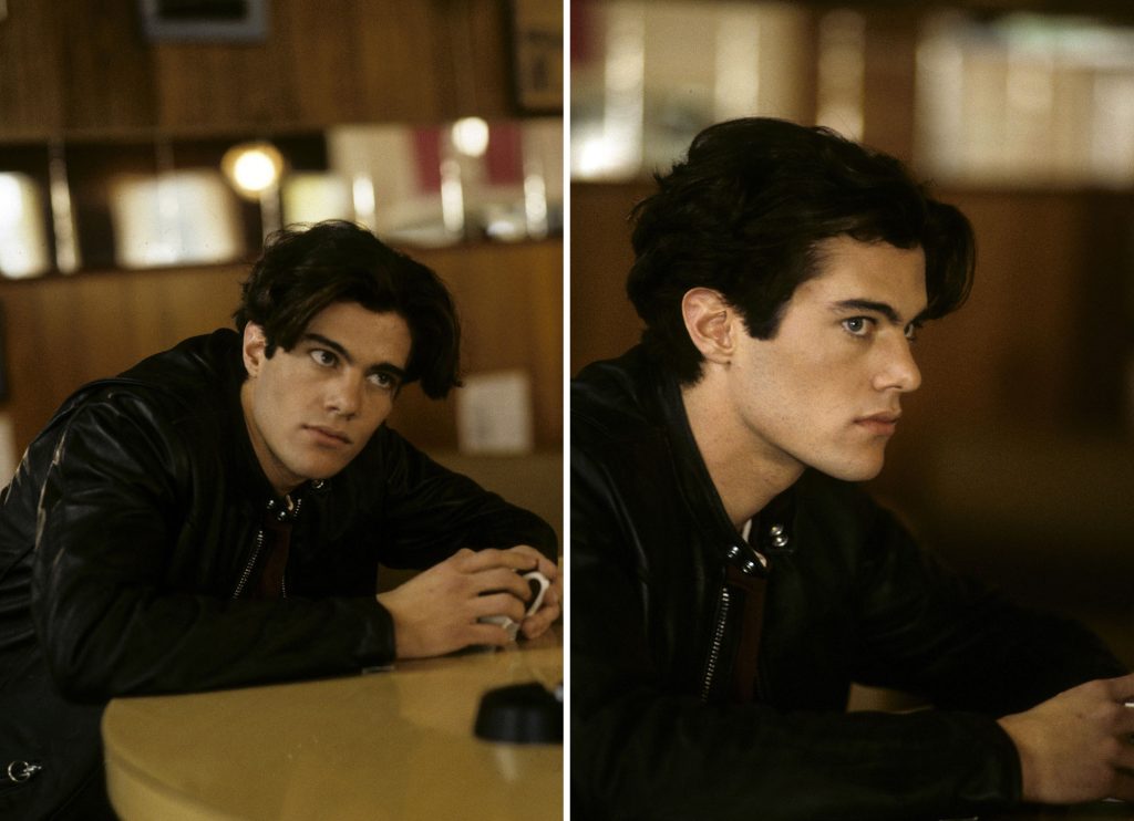 Two images of Bobby Briggs (Dana Ashbrook) sitting at the counter in the Double R Diner