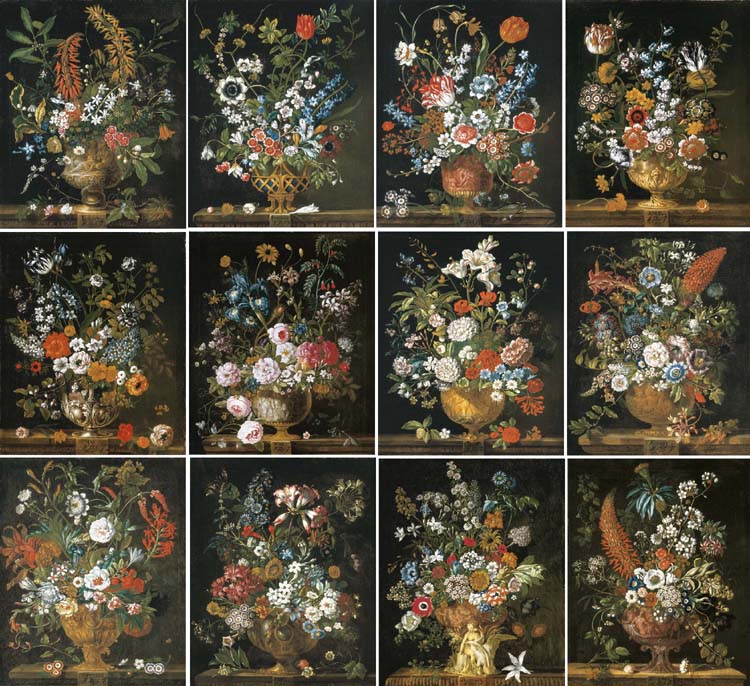 Twelve images of flowers
