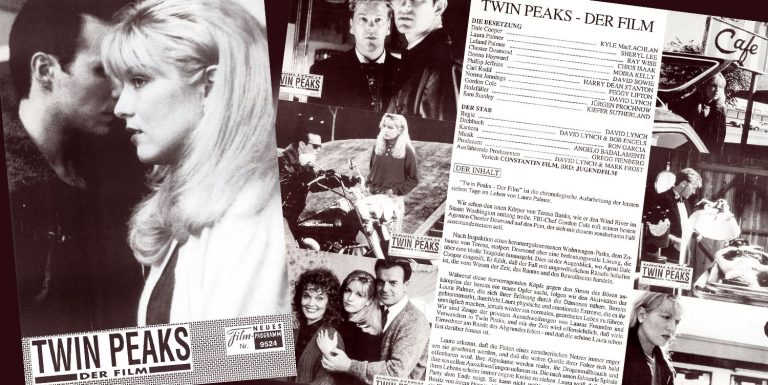 Laura Palmer and James Hurley on the cover and inside the Neues Filmprogramm for Twin Peaks: Der FIlm