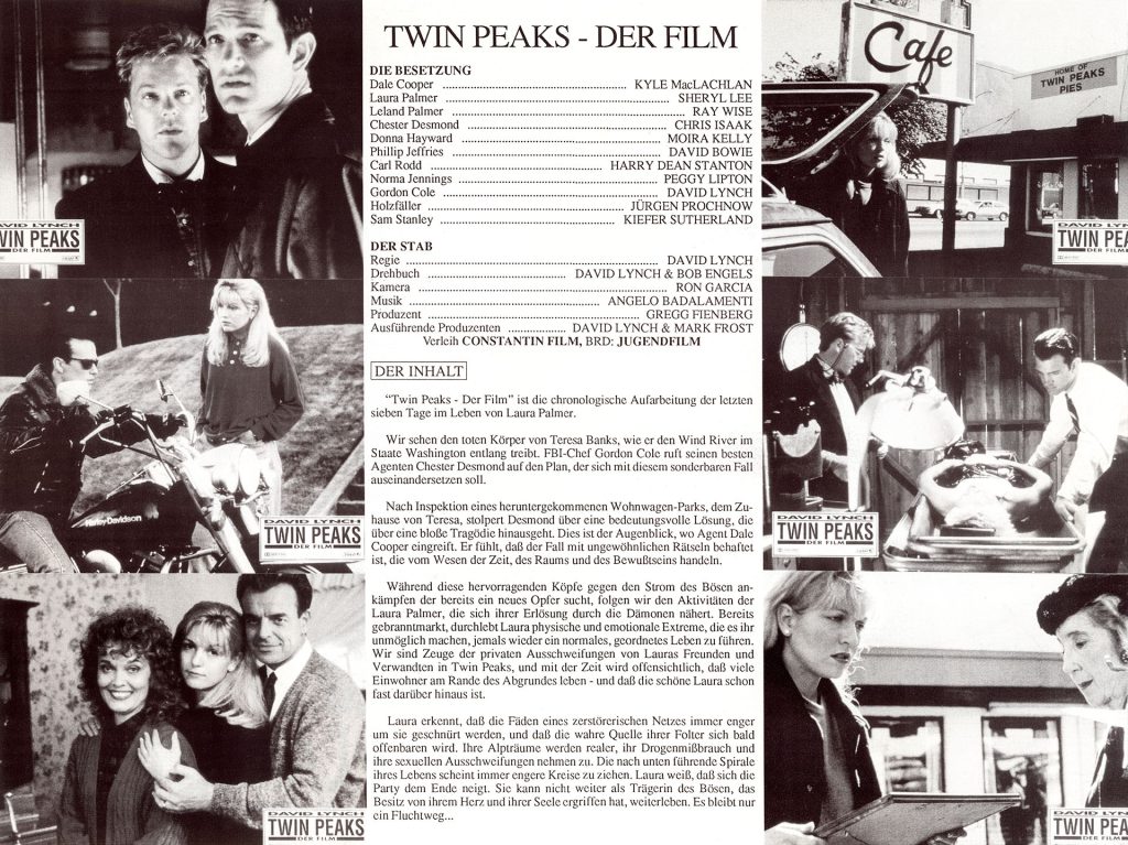Inside of the Neues Filmprogramm for Twin Peaks: Der FIlm