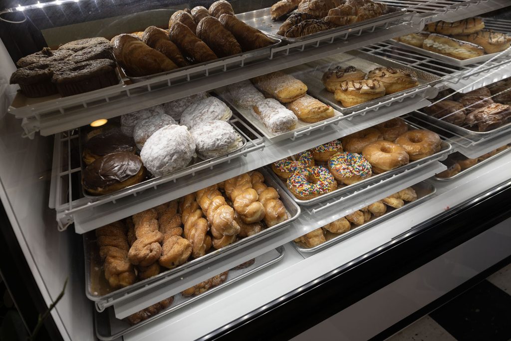 Display case with pastries