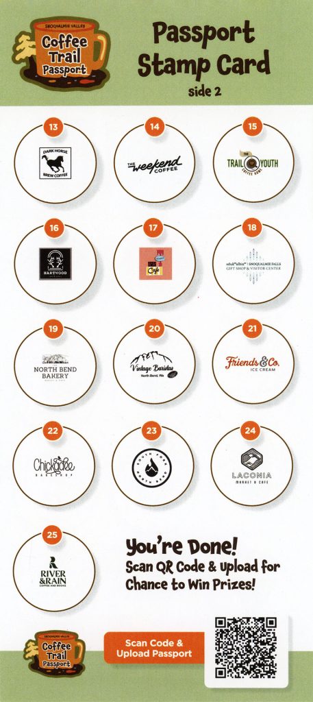 Snoqualmie Valley Coffee Trail Passport Card