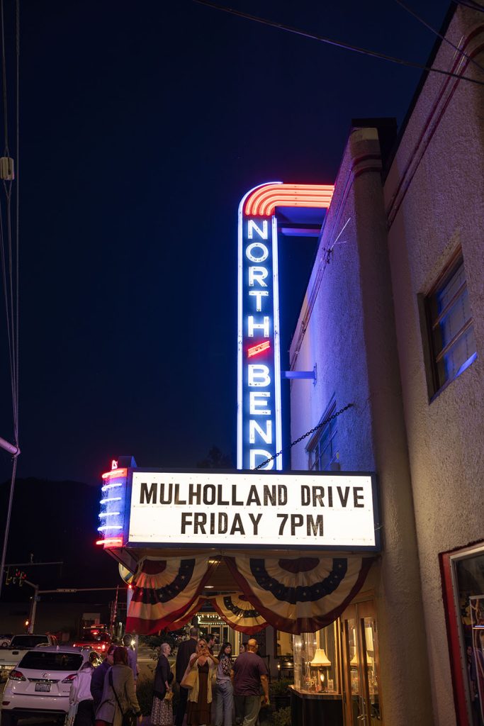 North Bend Theatre marquee at night