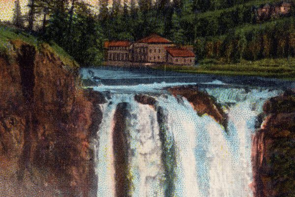 Close up of Snoqualmie Falls postcard