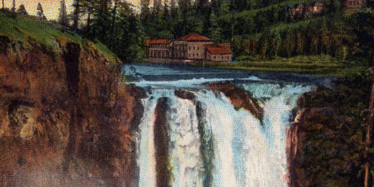 Close up of Snoqualmie Falls postcard