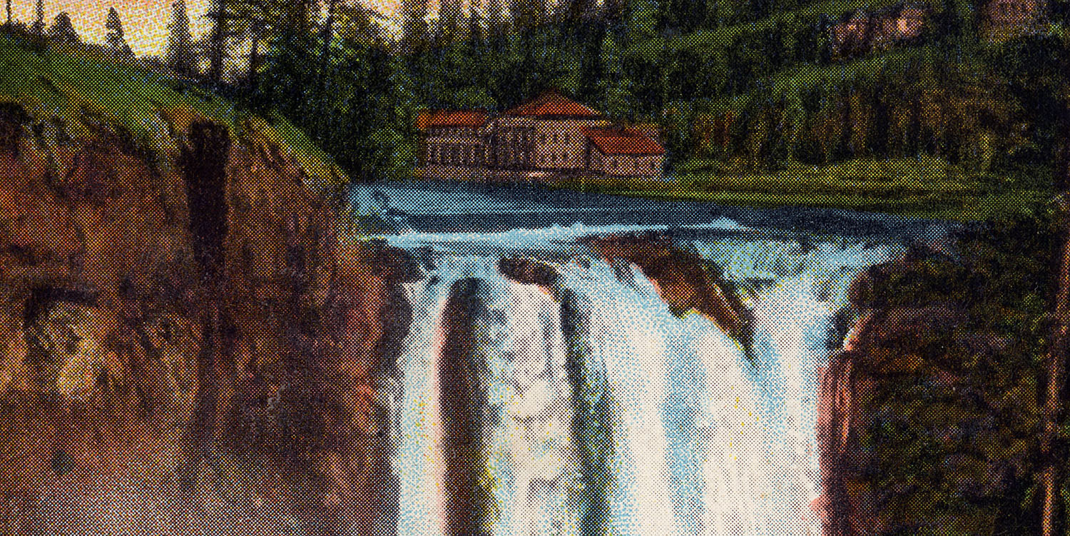 Close up of Snoqualmie Falls postcard