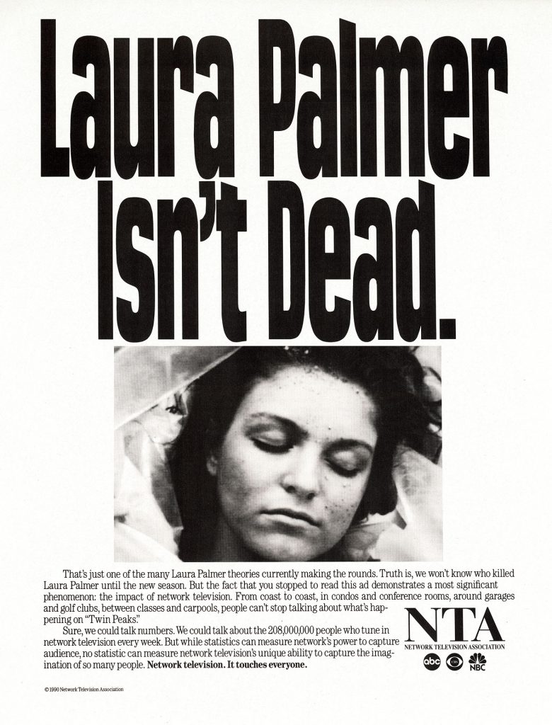 Laura Palmer Isn't Dead ad from National Television Association in Adweek