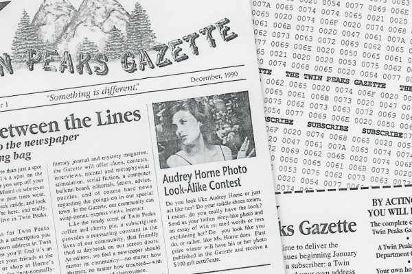 Two page advertisement for the "Twin Peaks Gazette"