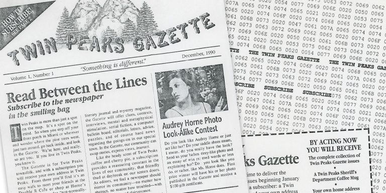 Two page advertisement for the "Twin Peaks Gazette"
