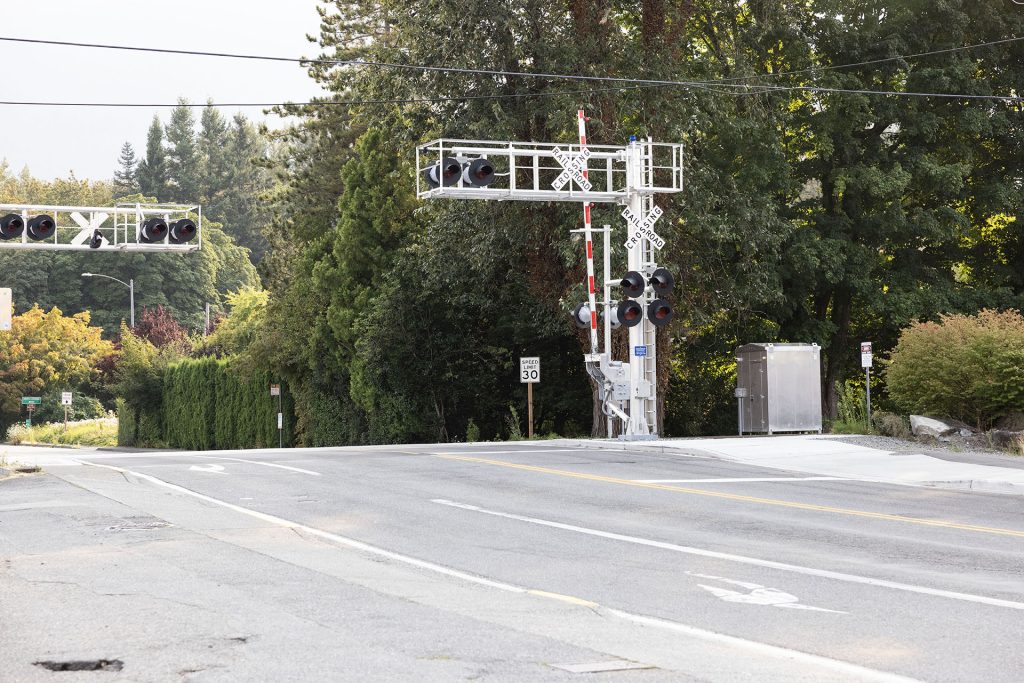 Intersection with railroad tracks