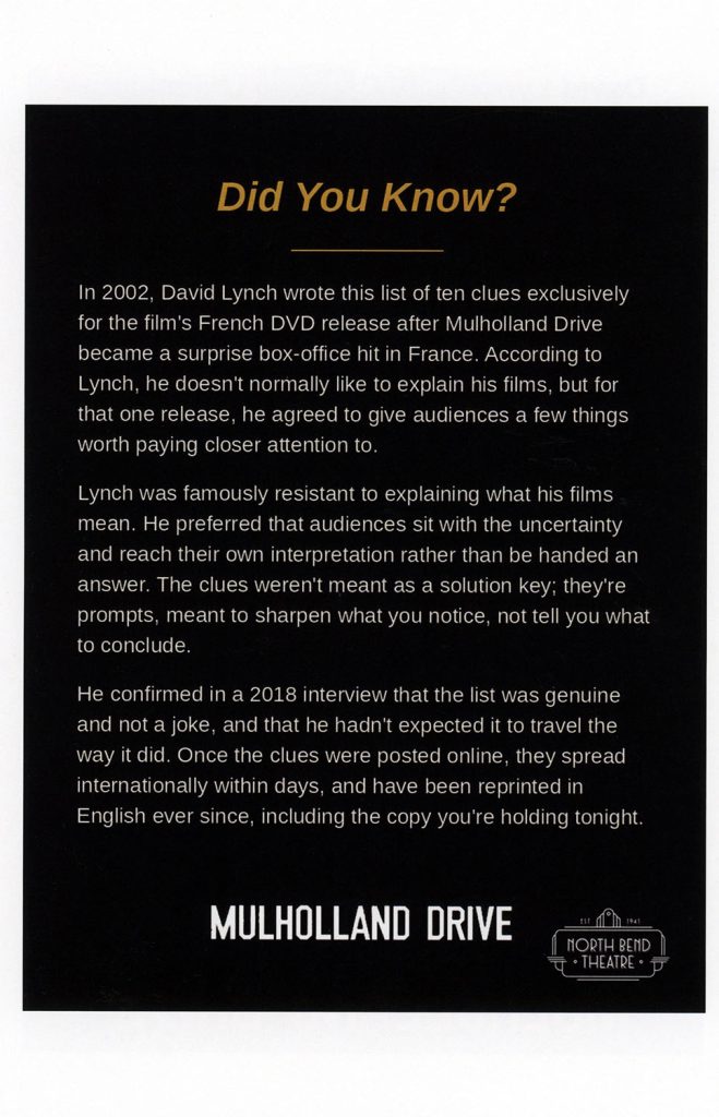 Mulholland Drive flyer