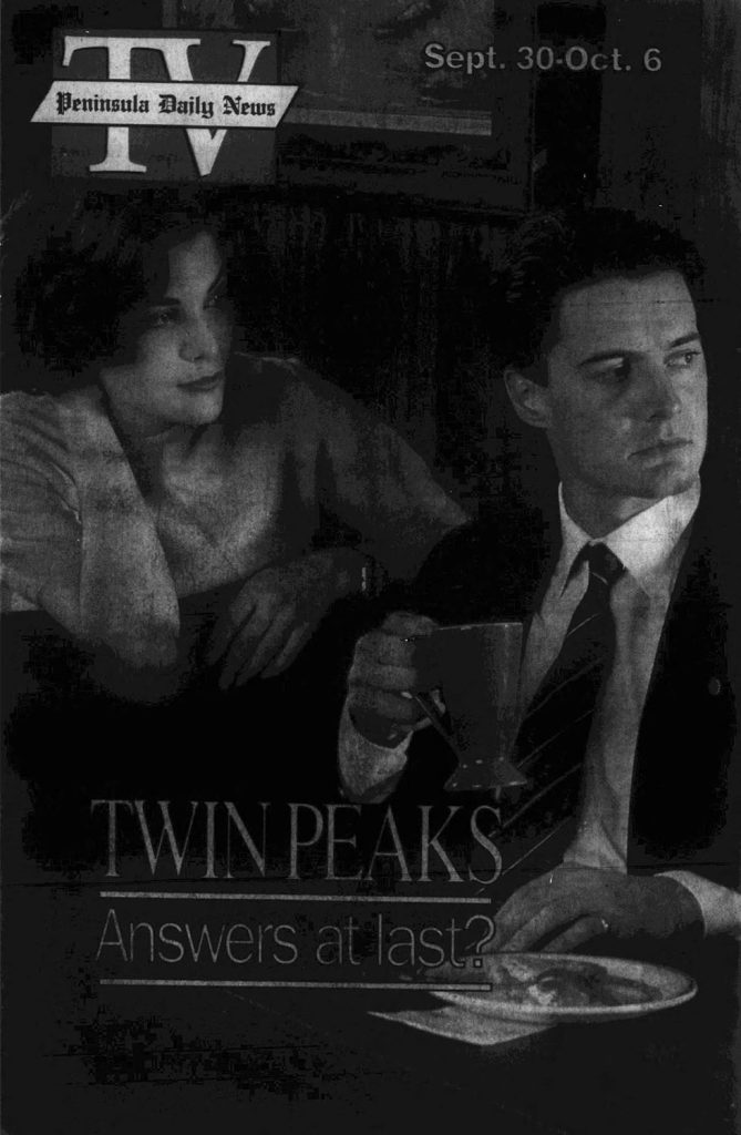 Cover of TV listing with Audrey Horne and Special Agent Dale Cooper