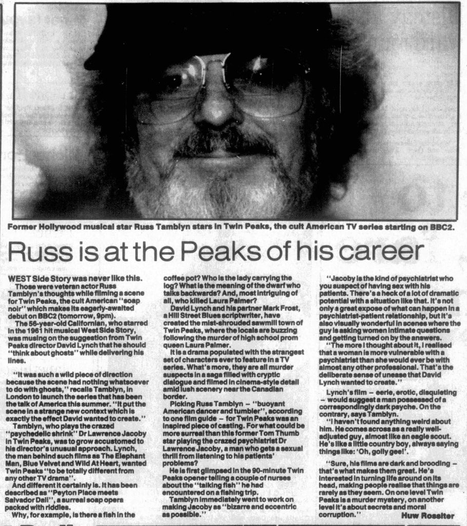 Newspaper article about Russ Tamblyn