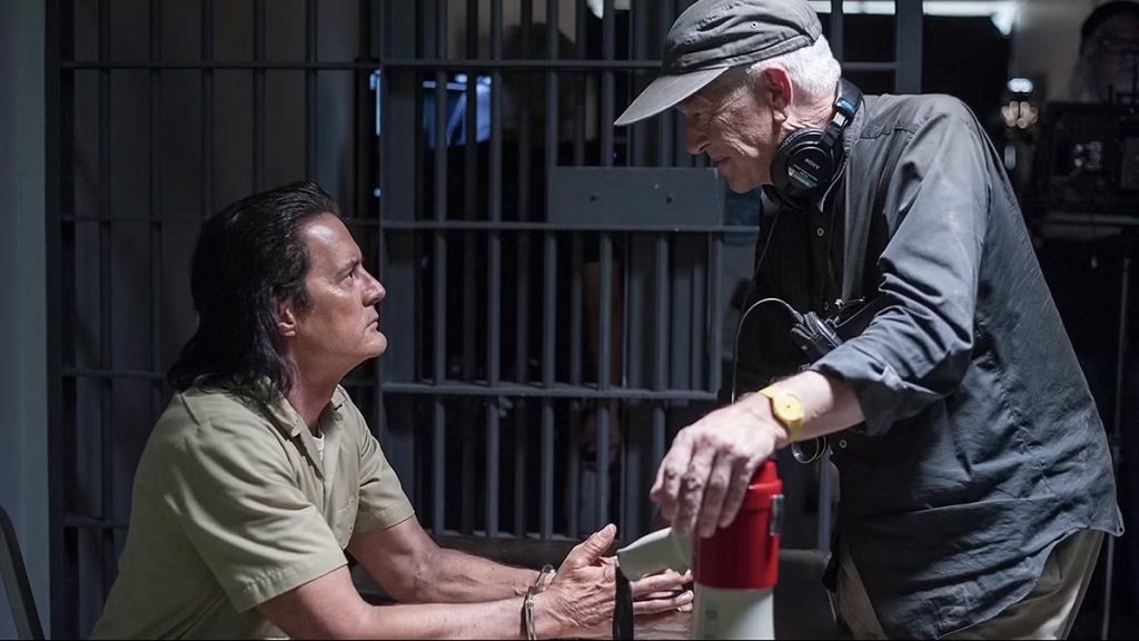 Kyle MacLachlan as Mr. C and David Lynch on set