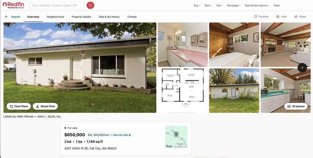 Redfin listing for The Bookhouse