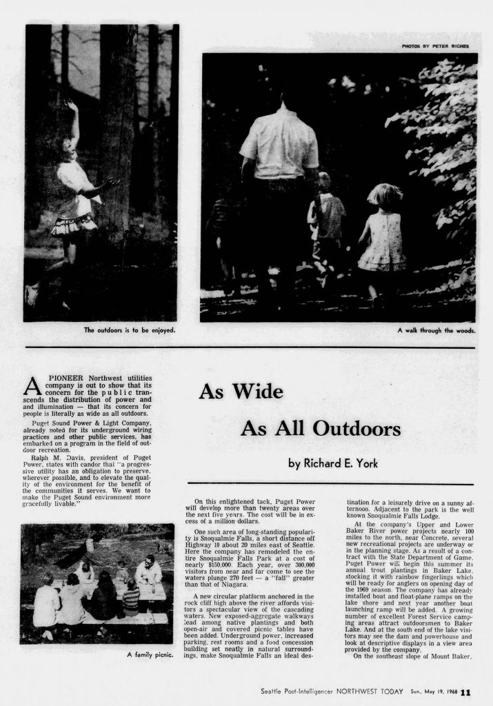 Newspaper article about Puget Sound Power