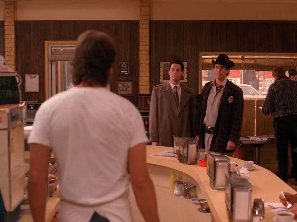 Hank Jennings, Agent Cooper and Sheriff Truman at the Double R Diner