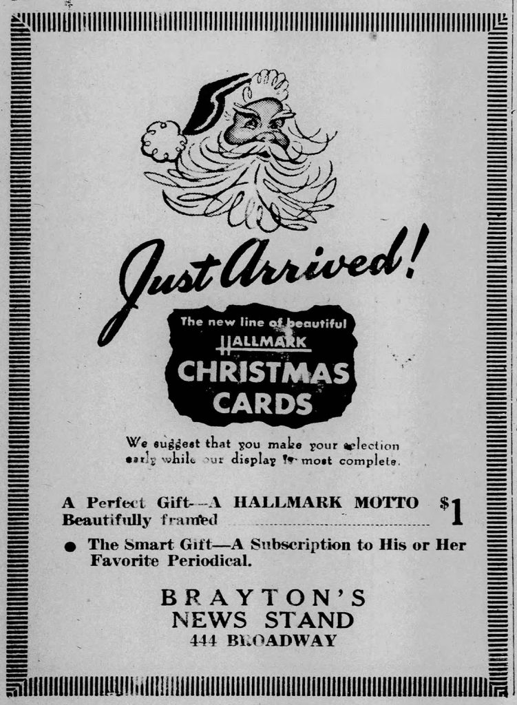 Newspaper ad for Hallmark Motto prints