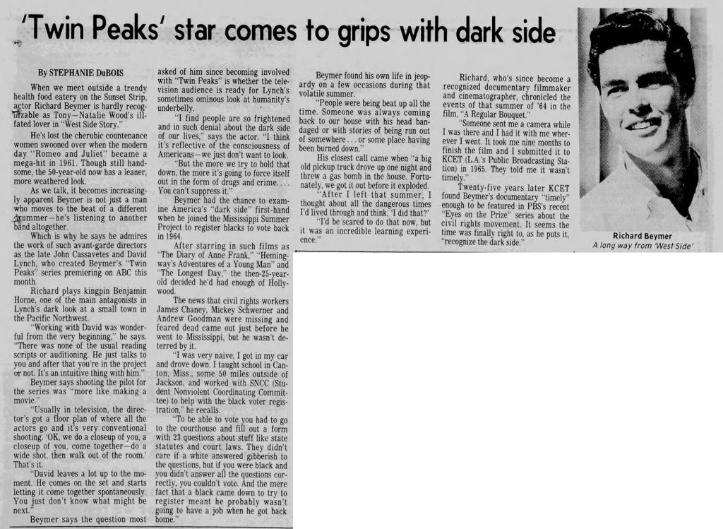 Article about Richard Beymer