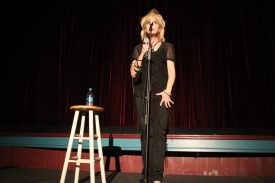 Julee Cruise performing on stage at the North Bend Theatre