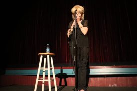 Julee Cruise performing on stage at the North Bend Theatre