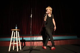 Julee Cruise performing on stage at the North Bend Theatre