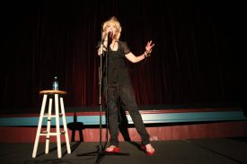 Julee Cruise performing on stage at the North Bend Theatre