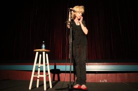Julee Cruise performing on stage at the North Bend Theatre