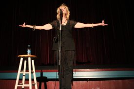 Julee Cruise performing on stage at the North Bend Theatre