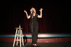 Julee Cruise performing on stage at the North Bend Theatre
