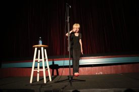 Julee Cruise performing on stage at the North Bend Theatre