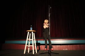 Julee Cruise performing on stage at the North Bend Theatre