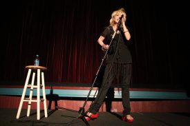 Julee Cruise performing on stage at the North Bend Theatre