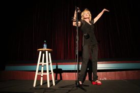 Julee Cruise performing on stage at the North Bend Theatre