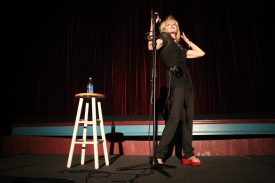 Julee Cruise performing on stage at the North Bend Theatre