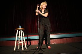 Julee Cruise performing on stage at the North Bend Theatre