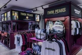 Merchandise display of Wonderful and Strange Twin Peaks items inside Undercover store