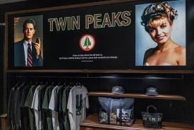 Merchandise display of Wonderful and Strange Twin Peaks items inside Undercover store