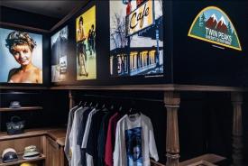 Merchandise display of Wonderful and Strange Twin Peaks items inside Undercover store