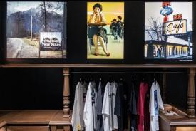 Merchandise display of Wonderful and Strange Twin Peaks items inside Undercover store